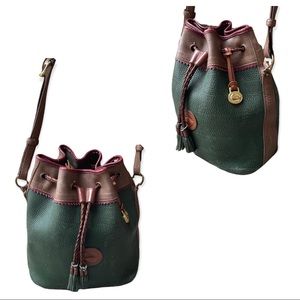 BOGO FREE Dooney & Bourke Bucket Drawstring Bag All Weather Leather Green Large